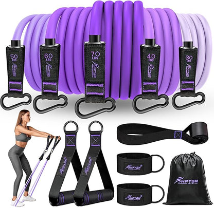 HPYGN Resistance Bands, Exercise Bands with Handles, Fitness Bands, Workout Bands with Door Anchor