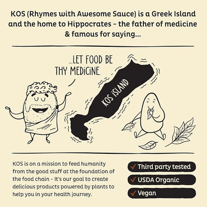 KOS Vegan Protein Powder Erythritol Free, Vanilla USDA Organic - Pea Protein Blend, Plant Based
