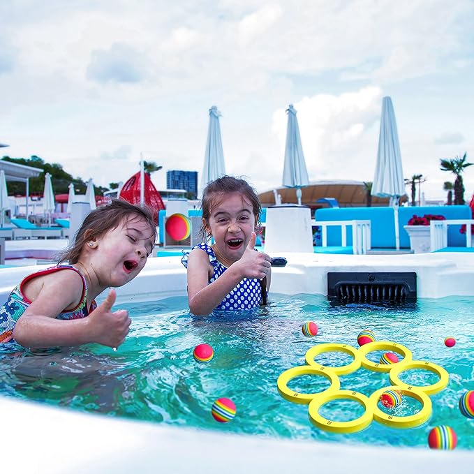 Hiboom Pool Game with Score, Combo Foam Pool Floats with 10 Colorful Tossing Balls, Toss Game
