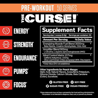 JNX SPORTS The Curse! Pre Workout Powder for Men & Women, Caffeine, Beta-Alanine, Creatine