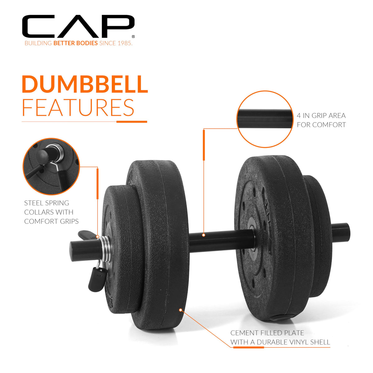 CAP Barbell 40-Pound Adjustable Cement Dumbbell Set – Versatile Weights for Home Gym Excellence