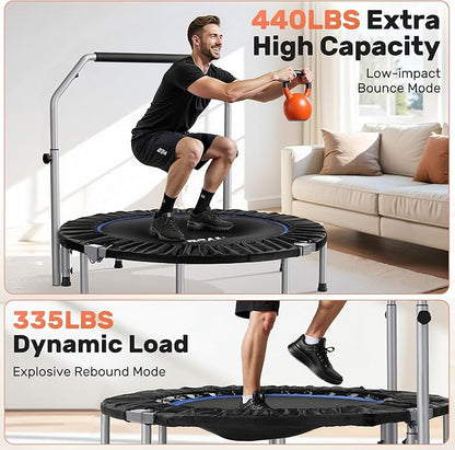 BCAN 40/48" Foldable Mini Trampoline Max Load 330lbs/440lbs, Fitness Rebounder with Adjustable Foam
