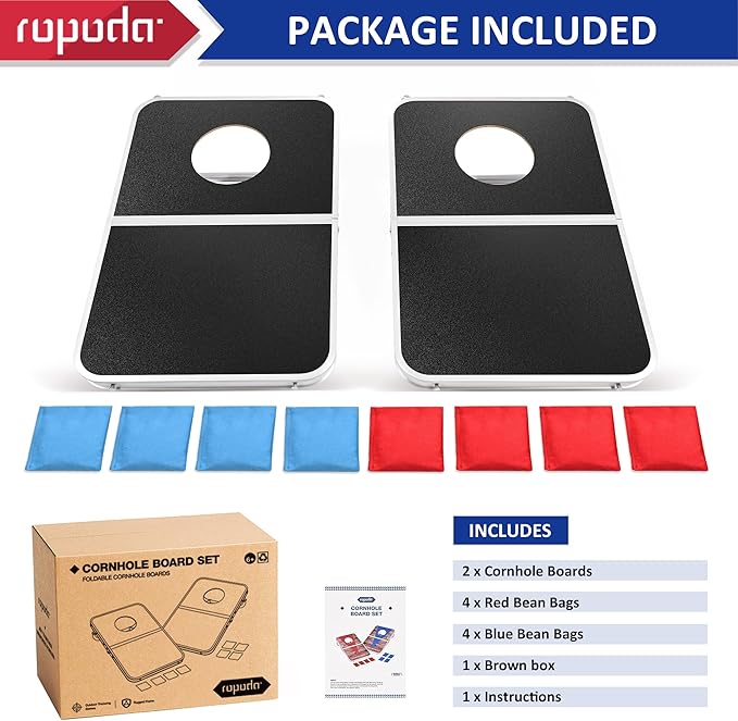 ROPODA Portable Cornhole Board Set,24 x 16 in Corn Hole Games for Adults with 8 Bean Bags