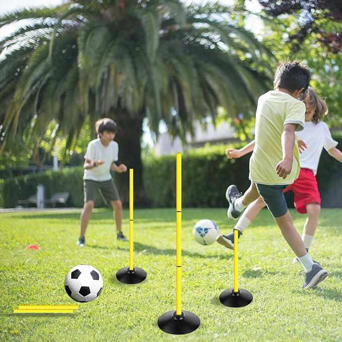4FT Agility Poles Set Detachable Speed Training Poles Soccer Slalom Sticks with Agility Ladder and