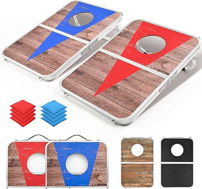 ROPODA Portable Cornhole Board Set,24 x 16 in Corn Hole Games for Adults with 8 Bean Bags
