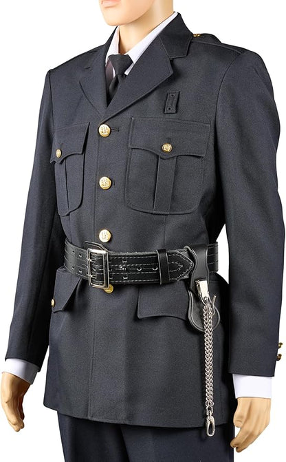 USMC Officer's Sword Frog Bundle Leather Saber Holder with Chrome Metal Chain for Ceremonial Sword