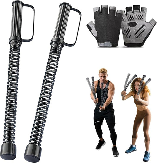2PCS Ropeless Battle Rope – Portable Workout Ropes for Home Gym with Non-Slip Gloves, Low-Impact