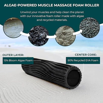Oceanfoam Tidal Roller - Black & Charcoal Marbled - Muscle Massage Foam Roller for Back Pain &