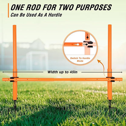 Hikeen Telescopic Length Soccer Poles Fixed & Collapsible Options Agility Training Hurdles and
