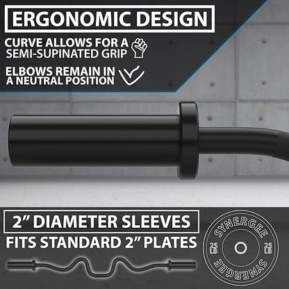 Synergee Commercial Super EZ Curl Olympic Bar Chrome, Black Phosphate and Red with Powder Coated