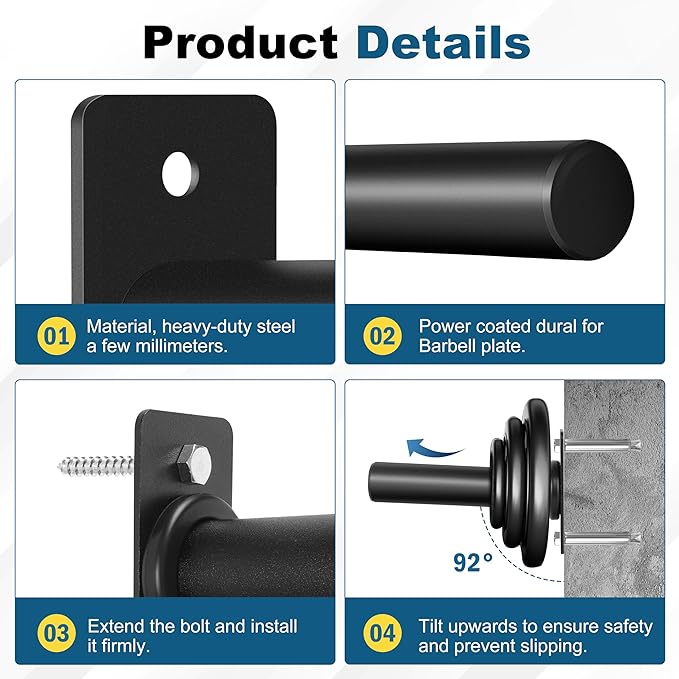 Weight Plate Holder, Wall Mounted Weight Storage Rack for Olympic Weight Plate,Home Gym