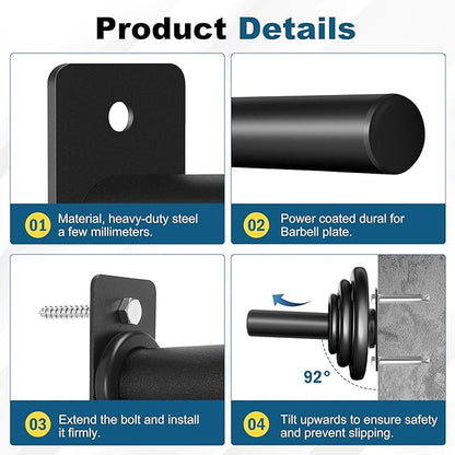 Weight Plate Holder, Wall Mounted Weight Storage Rack for Olympic Weight Plate,Home Gym