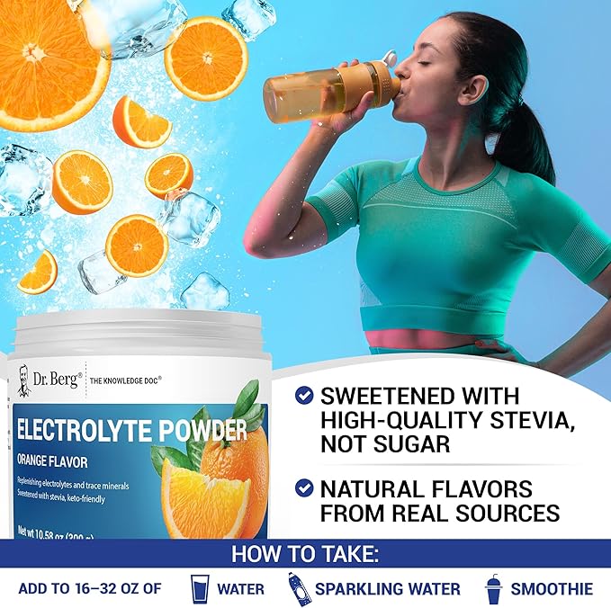 Dr. Berg Zero Sugar Hydration Keto Electrolyte Powder - Enhanced w/ 1000 mg of Potassium & Real