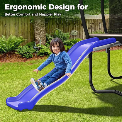 Plastic Trampoline Slide for 8-16FT, Heavy Duty Outdoor Slide for Trampoline, Safe Trampoline