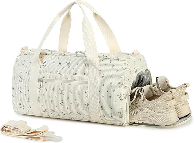 Duffle Bag for Gym Sports Women Girls Workout Travel Bag Weekender with Shoe Compartment and Wet