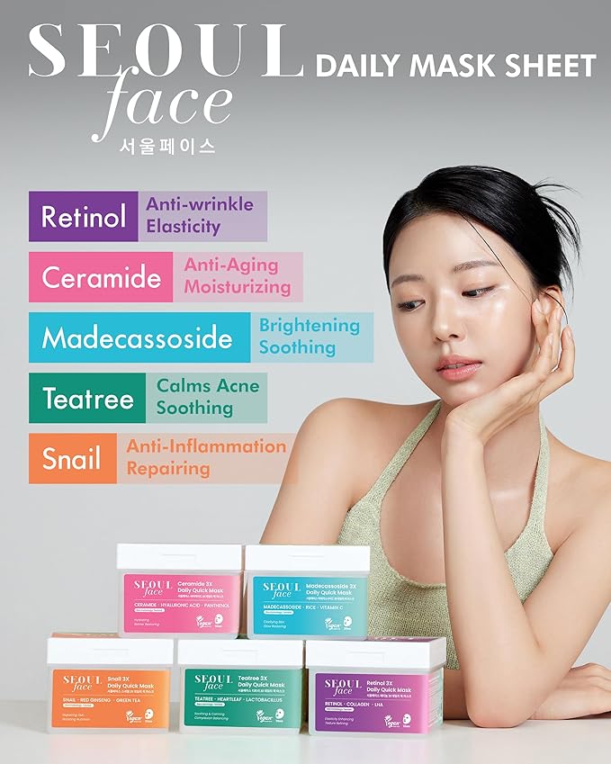 DERMAL Seoul Face Snail 3X Daily Quick Mask 36 Sheet ??Korean Skincare Vegan Tencel Facial Masks