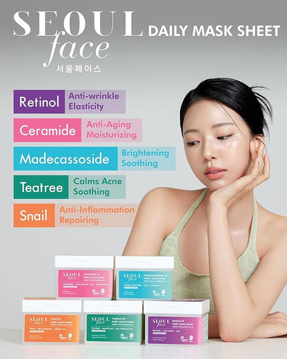 DERMAL Seoul Face Snail 3X Daily Quick Mask 36 Sheet ??Korean Skincare Vegan Tencel Facial Masks