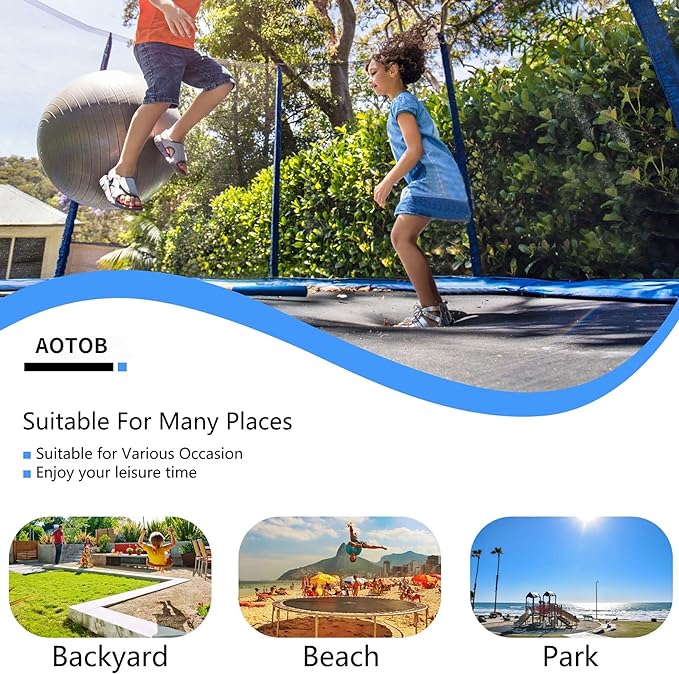 AOTOB 8FT 10FT 12FT 14 FT 15FT Trampoline with Safety Enclosure Net，Outdoor Trampoline with