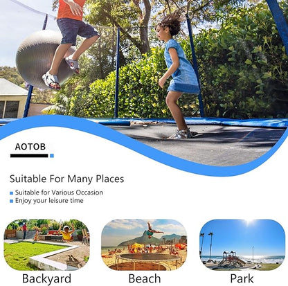AOTOB 8FT 10FT 12FT 14 FT 15FT Trampoline with Safety Enclosure Net，Outdoor Trampoline with
