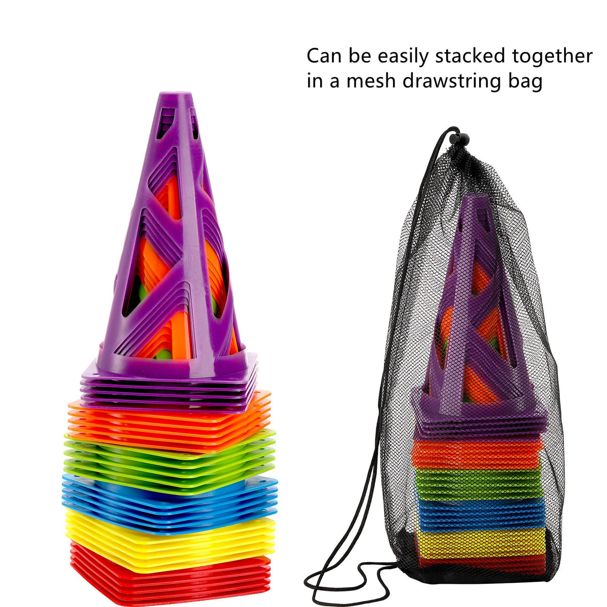 ZEAYEA 30 Pack Agility Training Sport Cone, 9 Inches Soccer Cones with Carry Bag, Basketball