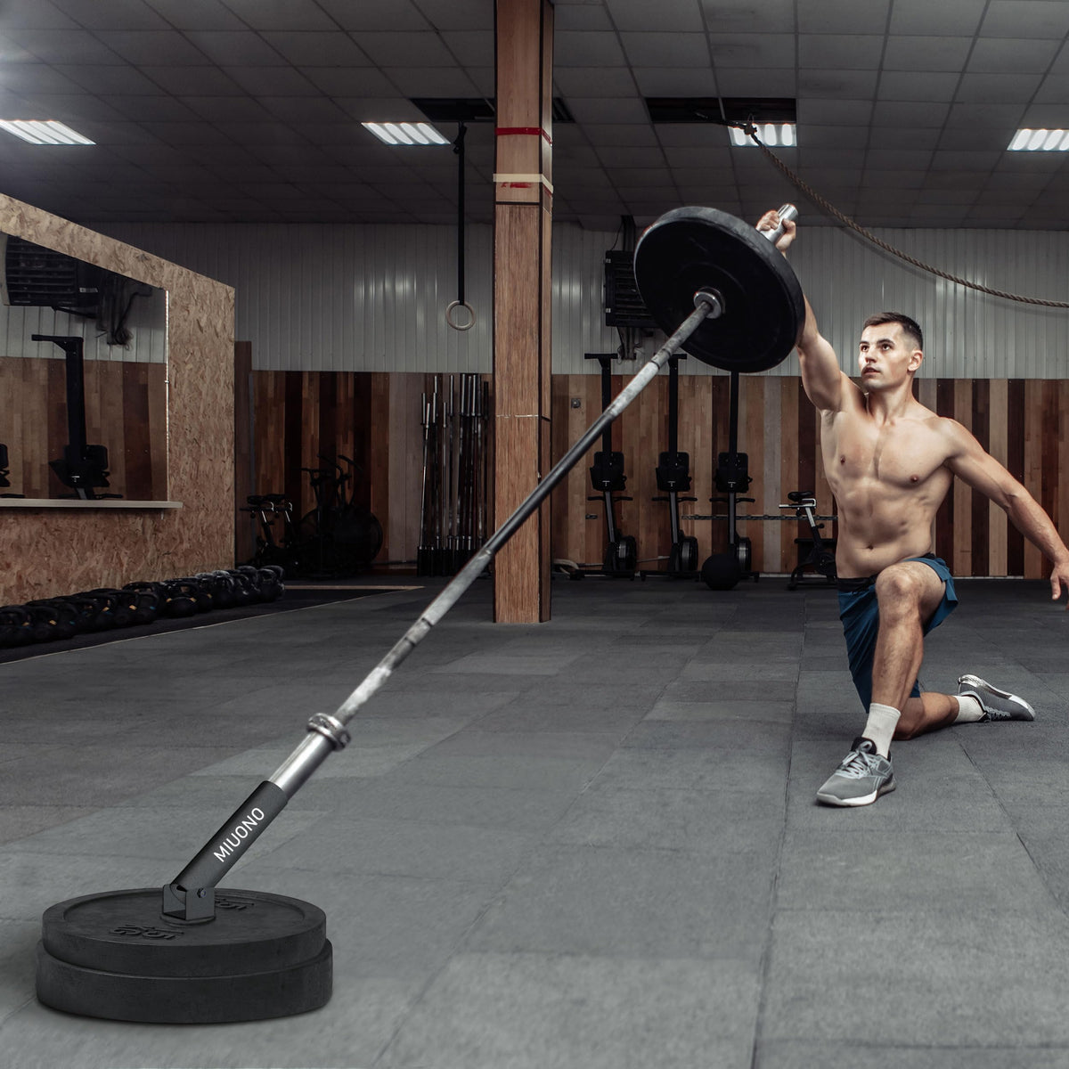 MIUONO Landmine Attachment for Barbell, T Bar Row Attachment Fit for 2" Olympic Bar, Full 360°