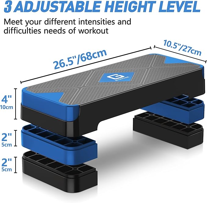 Aerobic Exercise Step, Adjustable Aerobic Stepper for Exercise, Workout Step Platform for Step Up