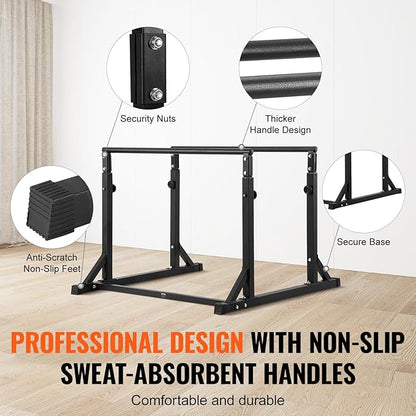 VEVOR Dip Bar, 800 lbs Capacity, Heave Duty Dip Stand Station with Adjustable Height, Fitness
