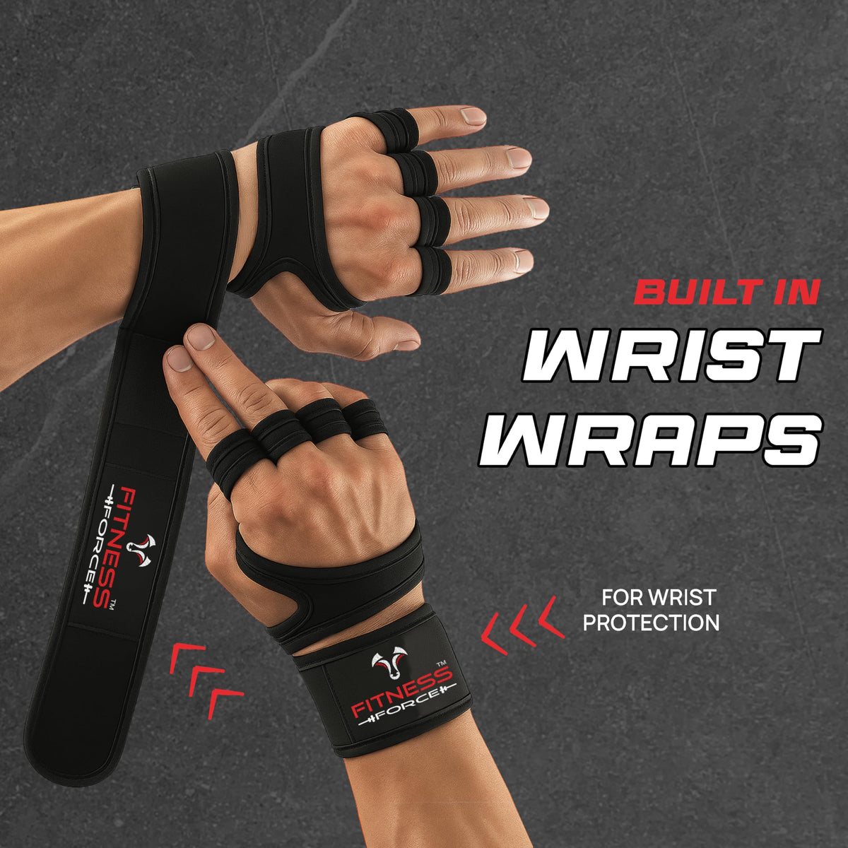 FITNESS FORCE Ventilated Weight Lifting Workout Gloves for Men & Women