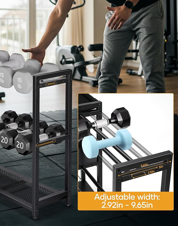 3-Tier Dumbbell Rack Stand Only - Adjustable Weight Rack for Home Gym, Heavy-Duty Weight Stand for