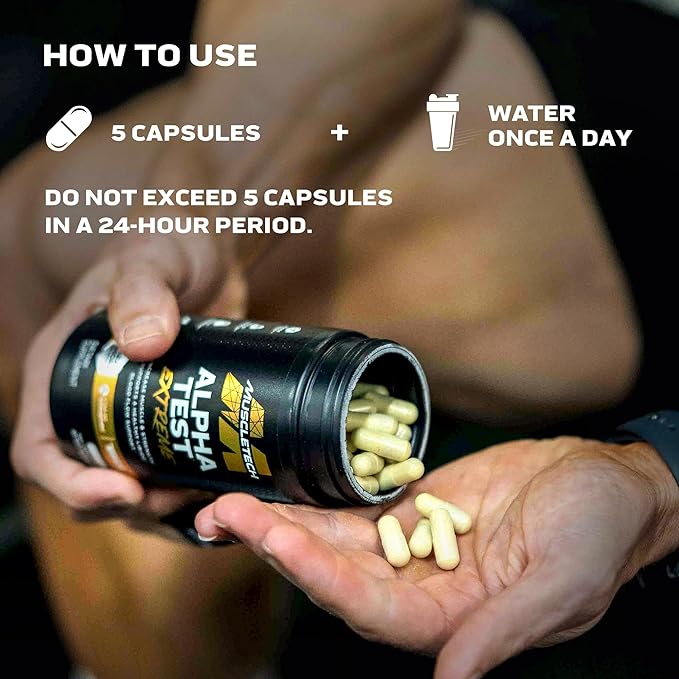 MuscleTech Testosterone Booster for Men, AlphaTest (150 Capsules) - Workout Testosterone Supplement