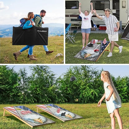 Cornhole Set, Corn Holes Outdoor Game, Regulation 2X4 Cornhole Boards, Portable Cornhole Set