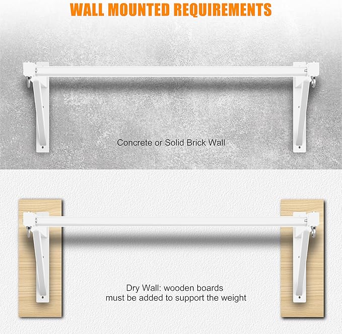 Pull Up Bar Wall Mounted, Heavy Duty 650 lbs Capacity Chin Up Bar, 48" Multi-Grip Strength Training