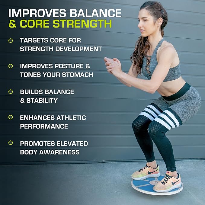 ProsourceFit Wooden Balance Board Non-Slip Wobble Core Trainer 15.75in (39.5cm) Diameter with 360