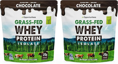Opportuniteas Grass Fed Chocolate Whey Protein Isolate Powder - 20g Protein Powder Without