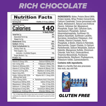 Pure Protein Chocolate Protein Shake, 30g Complete Protein, Ready to Drink and Keto-Friendly