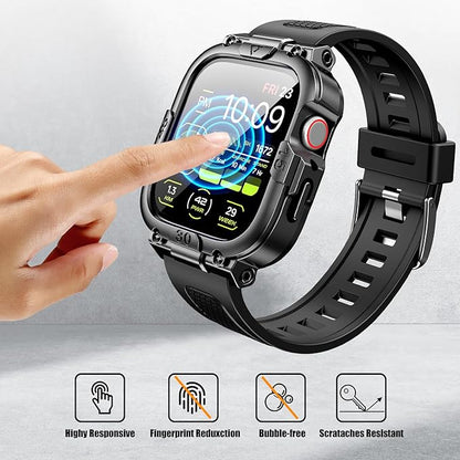 Dsytom Waterproof Case with Band Compatible for Apple Watch Band 45mm 44mm 41mm 40mm for Men