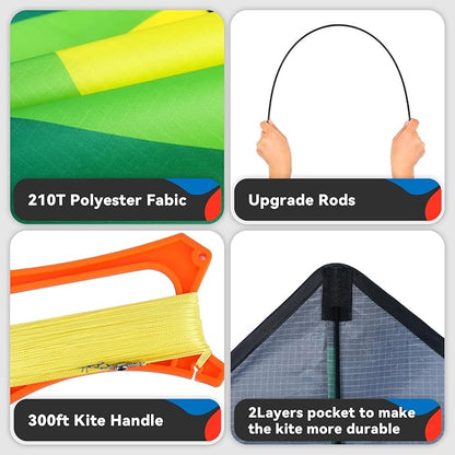 Delta Kite for Kids & Adults，Easy to Fly,Single Line Beach and Park Kite for Family Outdoor Games &