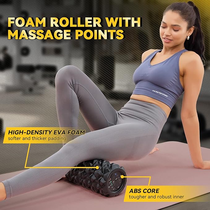 Vibrating Foam Roller, High Density Massage Muscle Roller Back Roller Foam for Back Pain Relief &