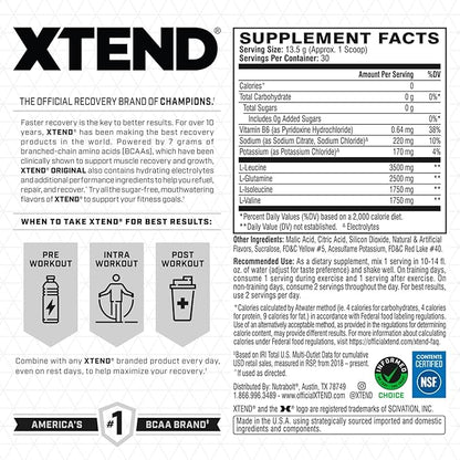 Xtend XTEND Original BCAA Powder 7g BCAA and 2.5g L-Glutamine, Sugar Free Post Workout Muscle