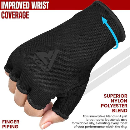 RDX Boxing Hand Wraps Inner Gloves Men Women, Half Finger Elasticated Bandages, Under Mitts Fist