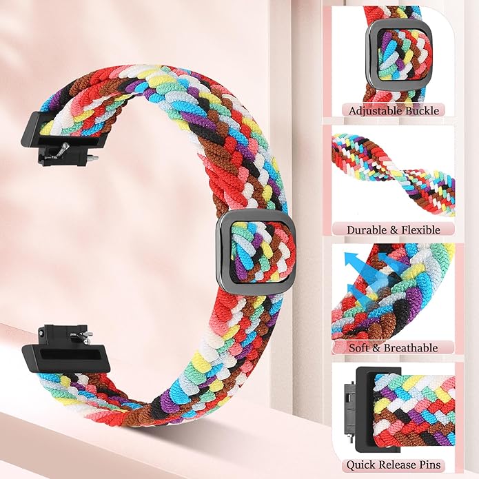 Elastic Braided Watch Band Compatible with Fitbit Inspire 3/Inspire 2/Inspire/Inspire HR/Fitbit ace