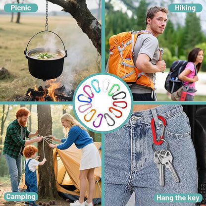 Multi-Pack Aluminum Carabiner Clips, 2" Ultra-Light Spring & Locking for Key,Hiking, Outdoor