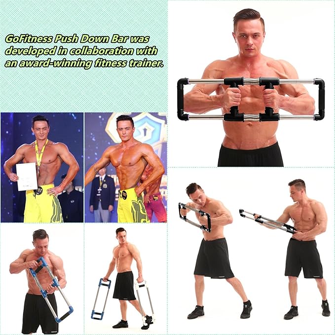 Push Down Bar Machine - Chest Expander at Home Workout Equipment, Arm Exerciser - Portable Spring