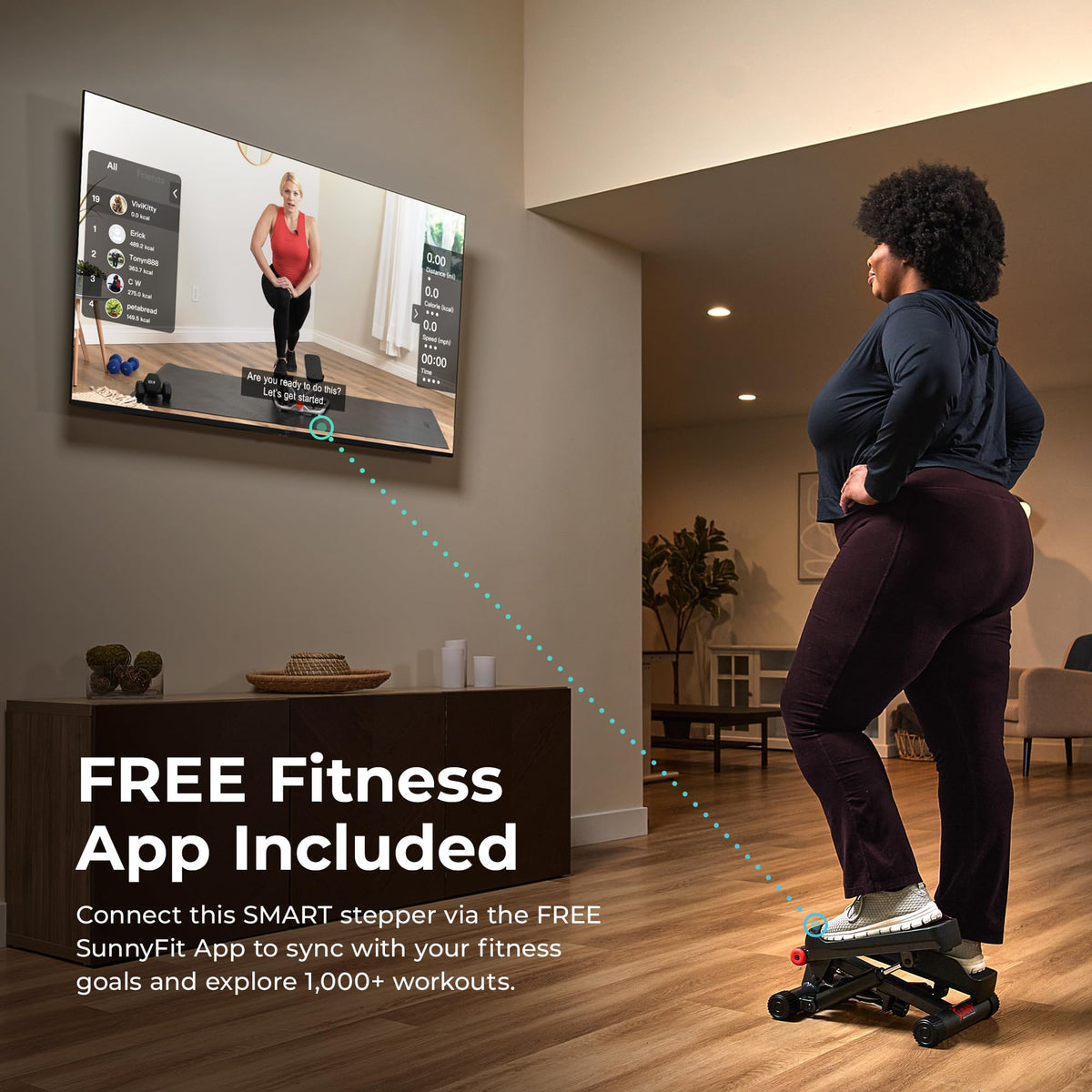 Sunny Health & Fitness Mini Stair Stepper with Resistance Bands for Cardio