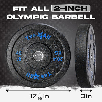 Yes4All 2" Bumper Plate, 10-190 LB Olympic Rubber Weight Plate with Steel Hub for WeightLifting
