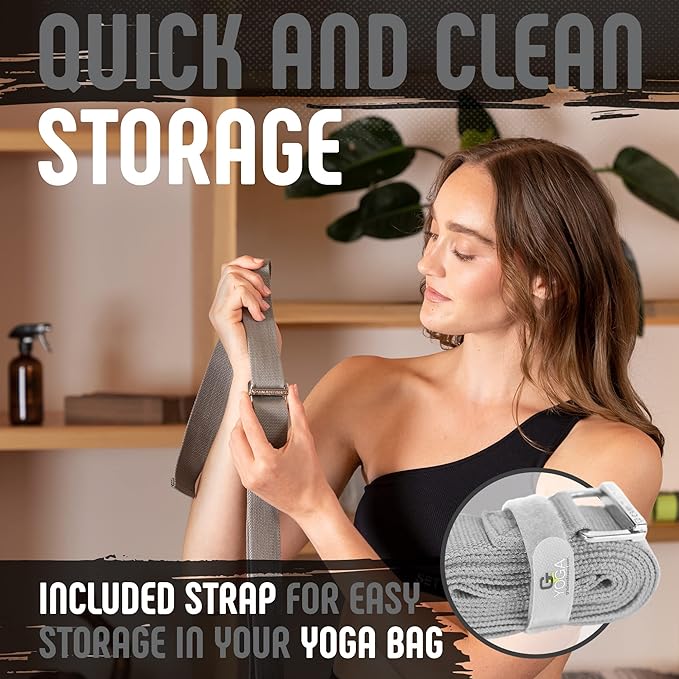 Gradient Fitness Yoga Strap, Friction-Less Easy-Feed Buckle, Super Soft Cotton/Polyester Blend