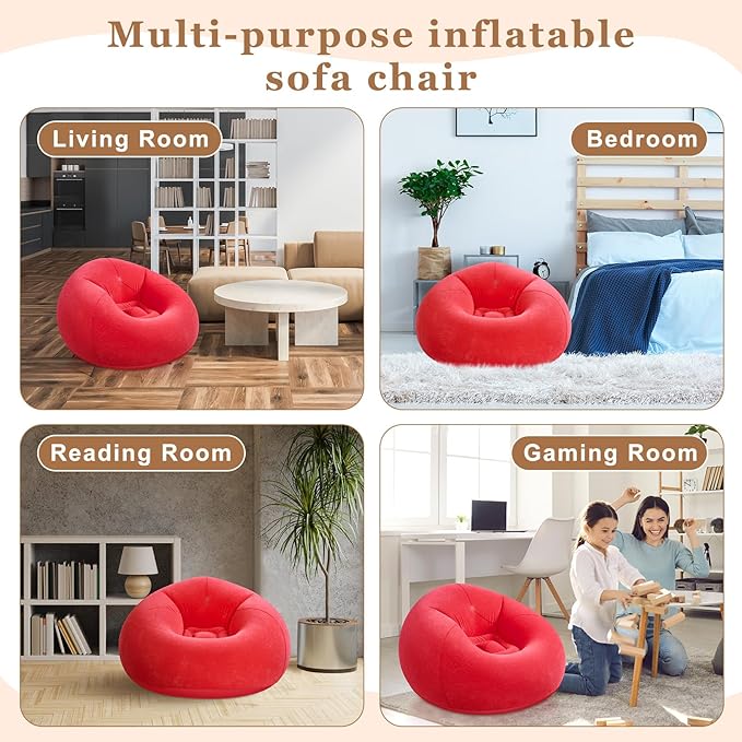 Realspring 6 Pcs Bean Bag Chairs for Adults Inflatable Chairs with Electric Air Pump,Blow up Couch