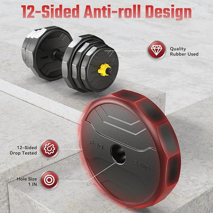 FEIERDUN Adjustable Dumbbells, 40/48/68/88lbs Free Weight Set with 4 Modes, Used as Barbell