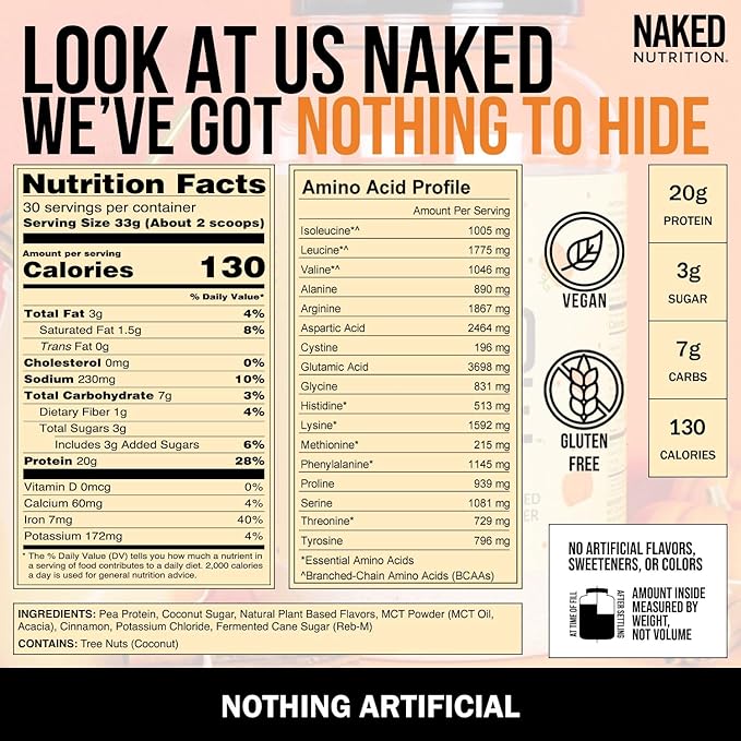 Naked Shake - Pumpkin Spice Protein Shake - Flavored Plant Based Protein with MCT Oil