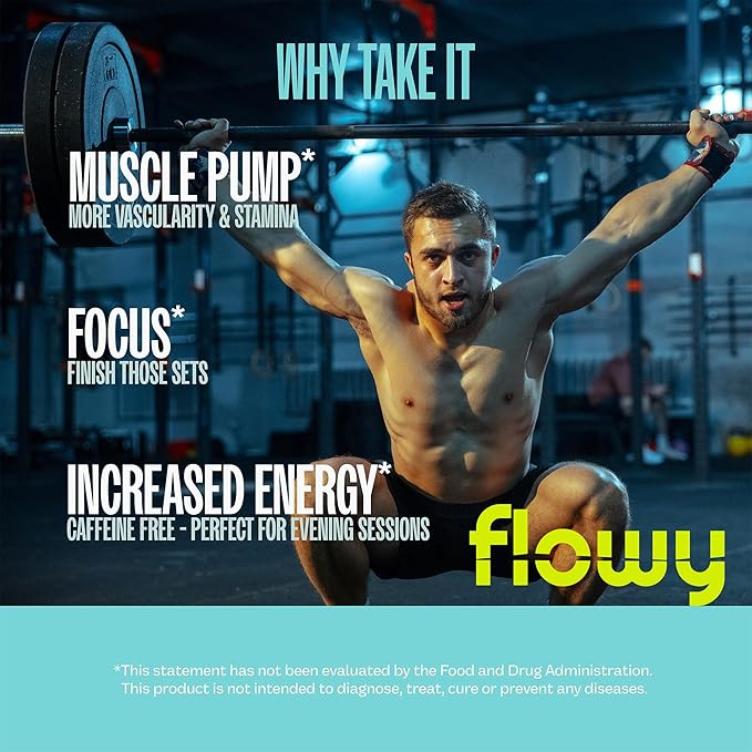 flowy Stim Free Pre Workout ??Nitric Oxide Booster for Men & Women | All Natural, Hydration, Non